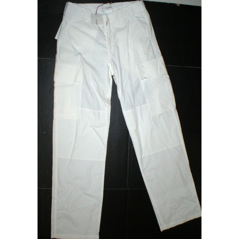 New NWT P.A.R.O.S.H. Mens S White Cotton Cargo Pants Tall Parosh Designer Italy